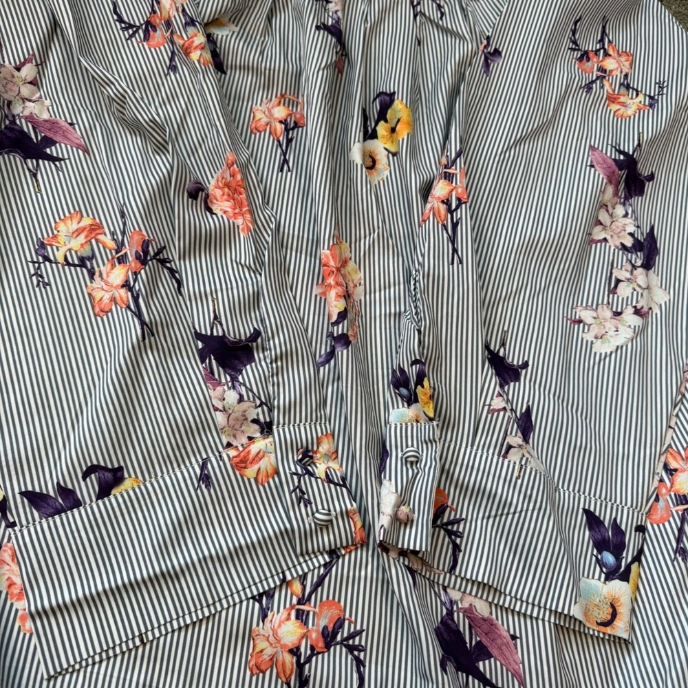 Hayden Los Angeles Blue Stripe Floral Off Shoulder Smocked Maxi Dress Plus 3XL - Picture 4 of 5